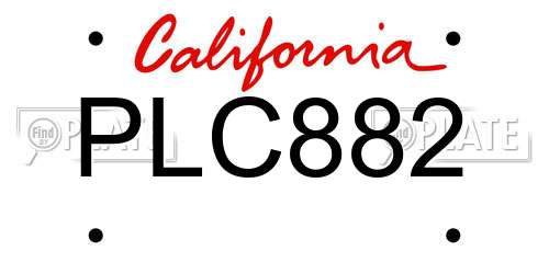 PLC882 California License Plate