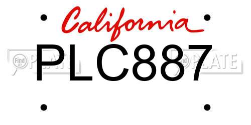 PLC887 California License Plate