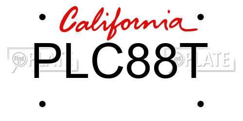 PLC88T California License Plate