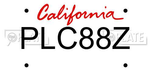 PLC88Z California License Plate