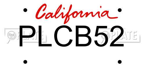 PLCB52 California License Plate