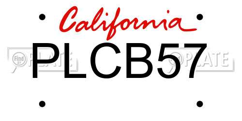 PLCB57 California License Plate