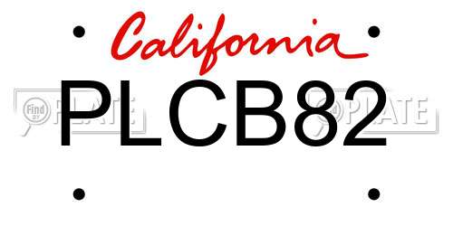 PLCB82 California License Plate