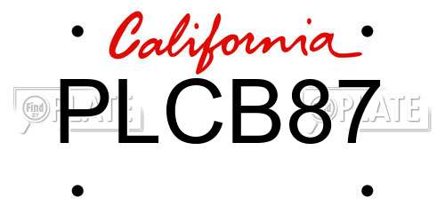 PLCB87 California License Plate