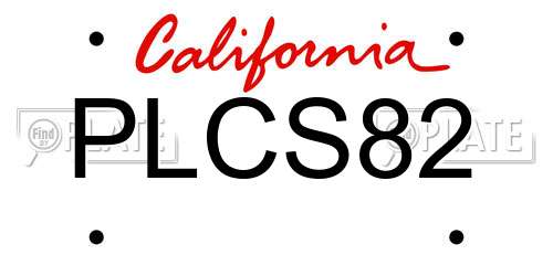 PLCS82 California License Plate