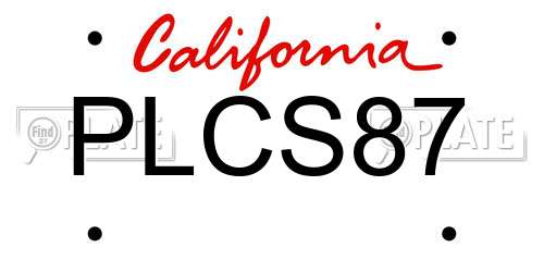 PLCS87 California License Plate