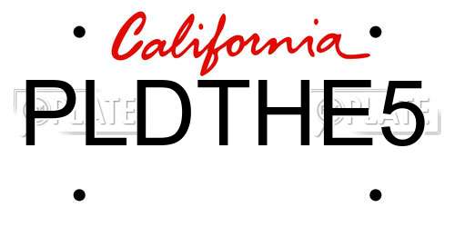 PLDTHE5 California License Plate