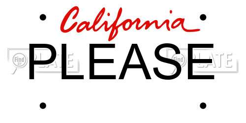 PLEASE California License Plate
