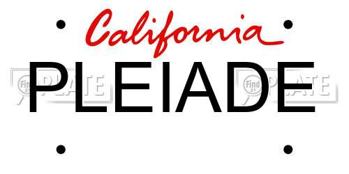 PLEIADE California License Plate