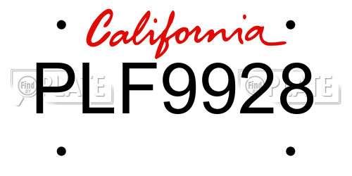 PLF9928 California License Plate