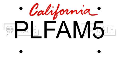 PLFAM5 California License Plate