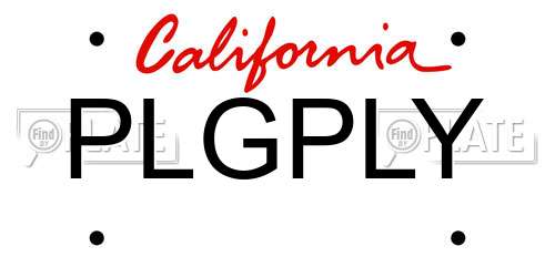 PLGPLY California License Plate