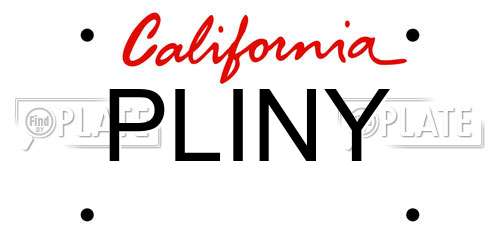 PLINY California License Plate