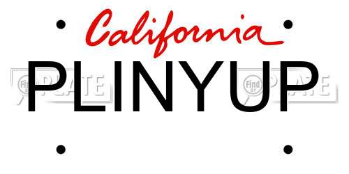 PLINYUP California License Plate