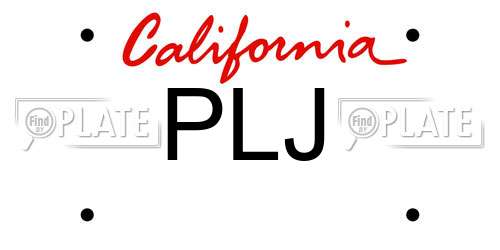 PLJ California License Plate
