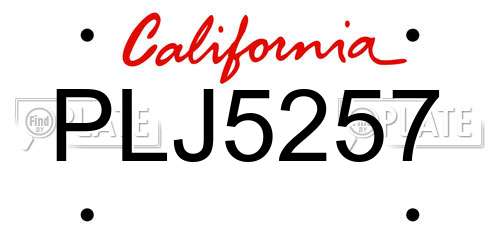 PLJ5257 California License Plate