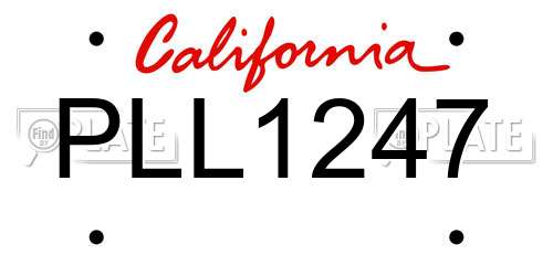 PLL1247 California License Plate