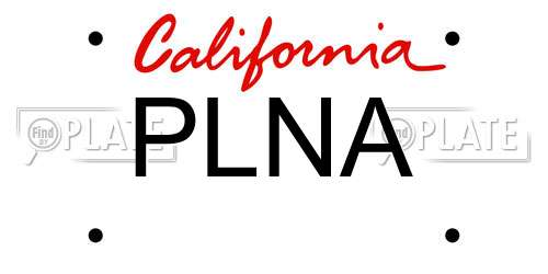 PLNA California License Plate