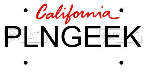 PLNGEEK California License Plate