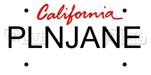 PLNJANE California License Plate