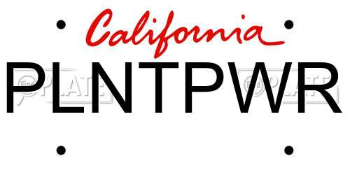 PLNTPWR California License Plate
