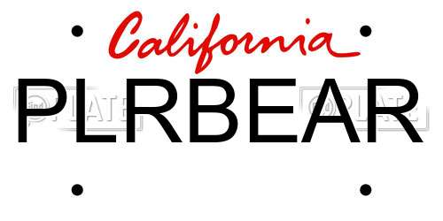 PLRBEAR California License Plate
