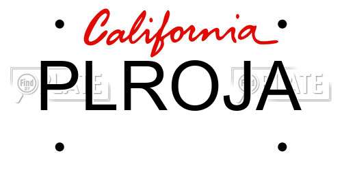 PLROJA California License Plate