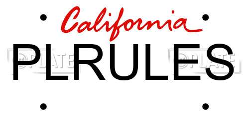 PLRULES California License Plate