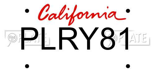 PLRY81 California License Plate