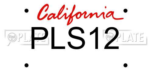 PLS12 California License Plate