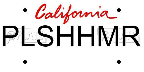 PLSHHMR California License Plate