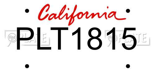 PLT1815 California License Plate