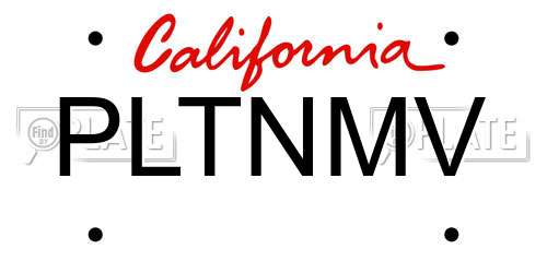 PLTNMV California License Plate
