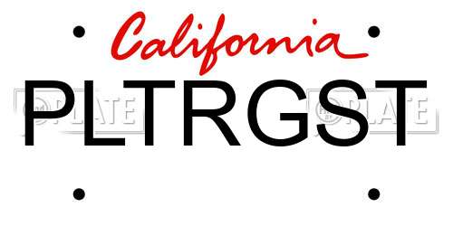 PLTRGST California License Plate
