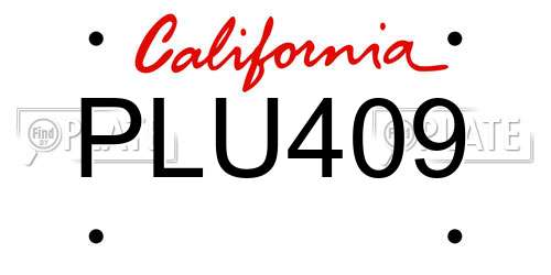 PLU409 California License Plate