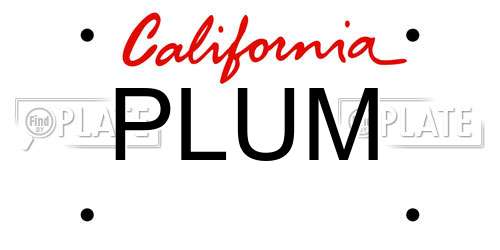 PLUM California License Plate