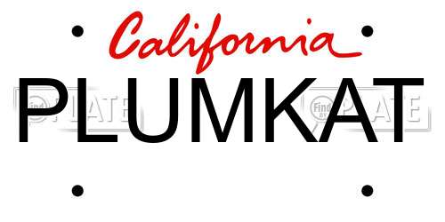 PLUMKAT California License Plate