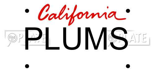 PLUMS California License Plate