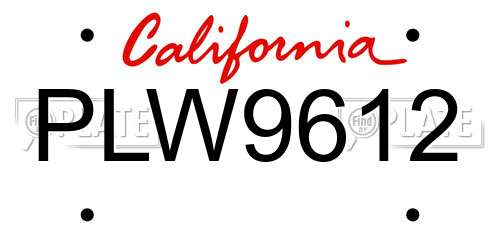 PLW9612 California License Plate