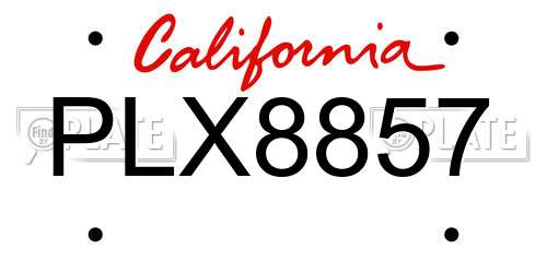 PLX8857 California License Plate