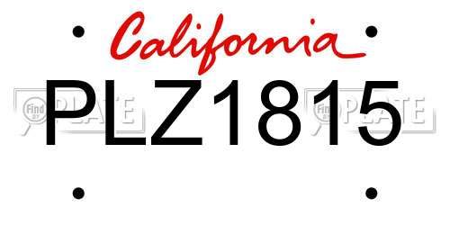 PLZ1815 California License Plate