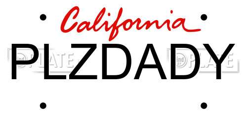 PLZDADY California License Plate