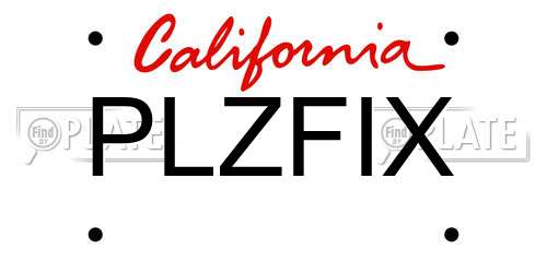 PLZFIX California License Plate