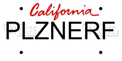 PLZNERF California License Plate