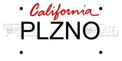 PLZNO California License Plate
