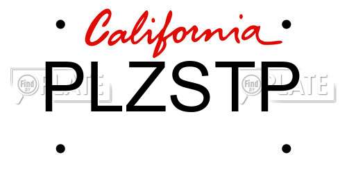 PLZSTP California License Plate