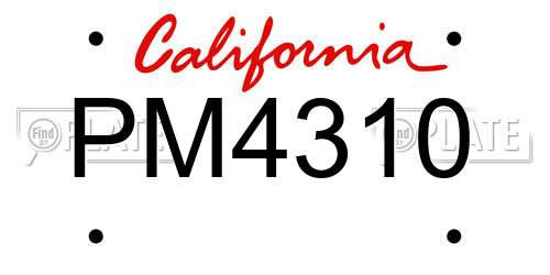 PM4310 California License Plate