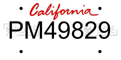 PM49829 California License Plate