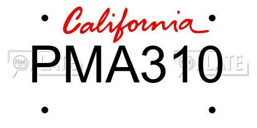 PMA310 California License Plate