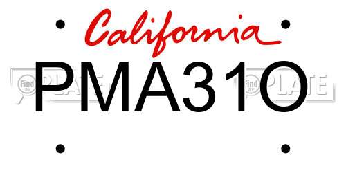 PMA31O California License Plate